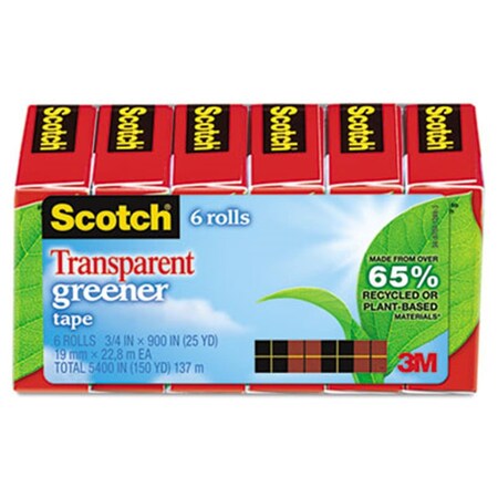Scotch Scotch 6126P Transparent Greener Tape  .75 in. x 900 in.   1 in. Core  6 Rolls 6126P